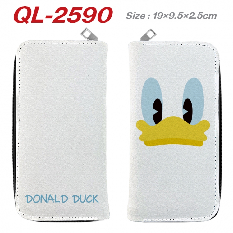 Mickey and Donald Anime peripheral PU leather full-color long zippered wallet 19.5x9.5x2.5cm