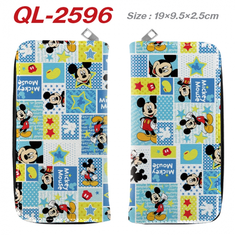 Mickey and Donald Anime peripheral PU leather full-color long zippered wallet 19.5x9.5x2.5cm