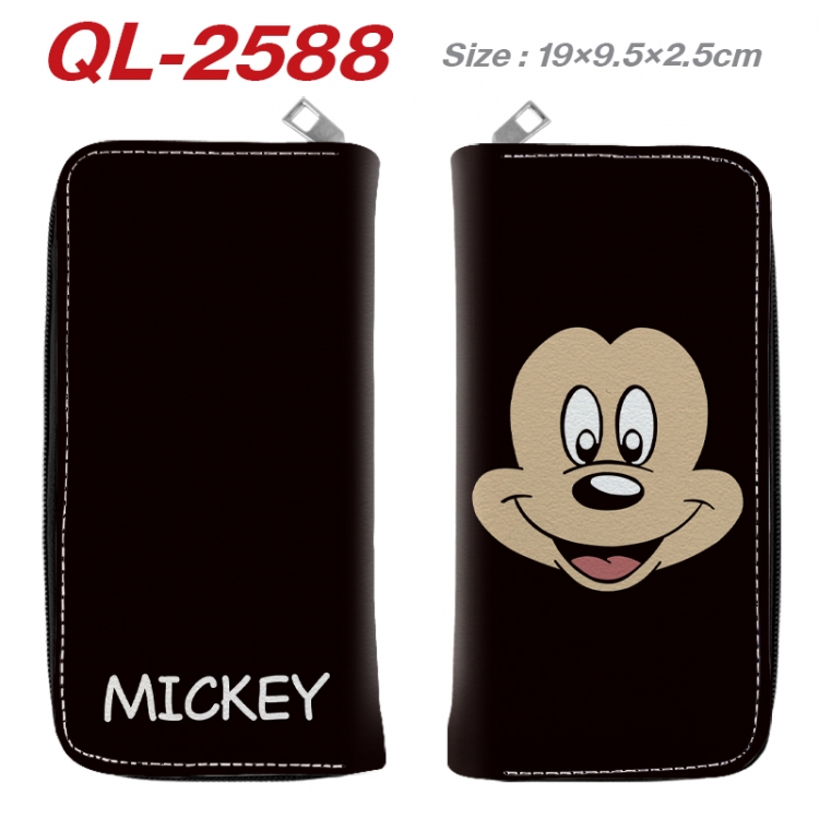 Mickey and Donald Anime peripheral PU leather full-color long zippered wallet 19.5x9.5x2.5cm