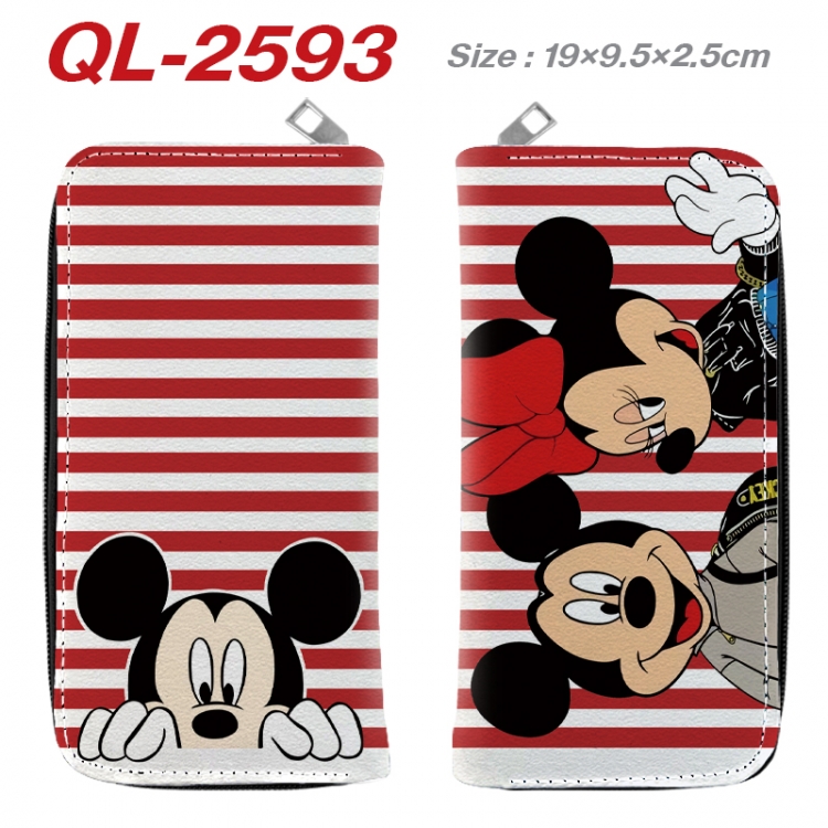 Mickey and Donald Anime peripheral PU leather full-color long zippered wallet 19.5x9.5x2.5cm