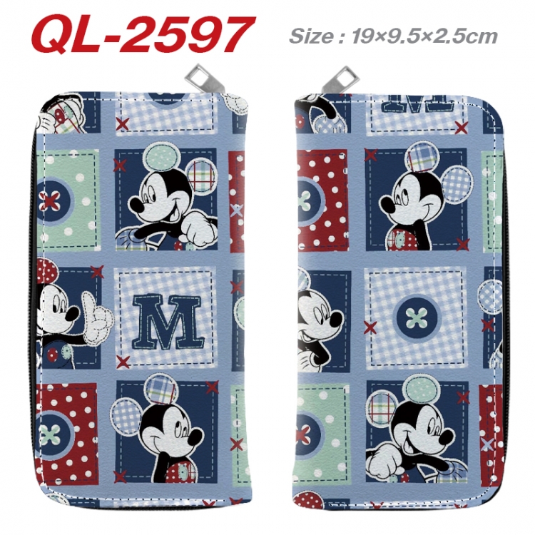 Mickey and Donald Anime peripheral PU leather full-color long zippered wallet 19.5x9.5x2.5cm