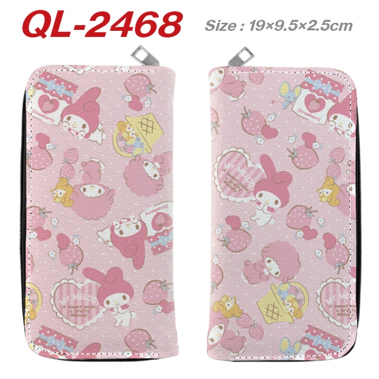 sanrio Anime peripheral PU leather full-color long zippered wallet 19.5x9.5x2.5cm