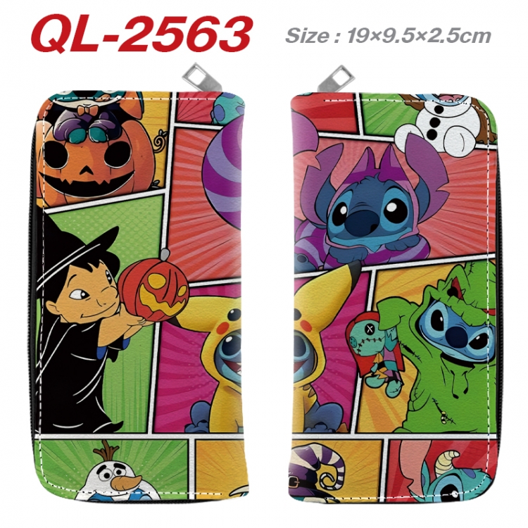 Lilo & Stitch Anime peripheral PU leather full-color long zippered wallet 19.5x9.5x2.5cm