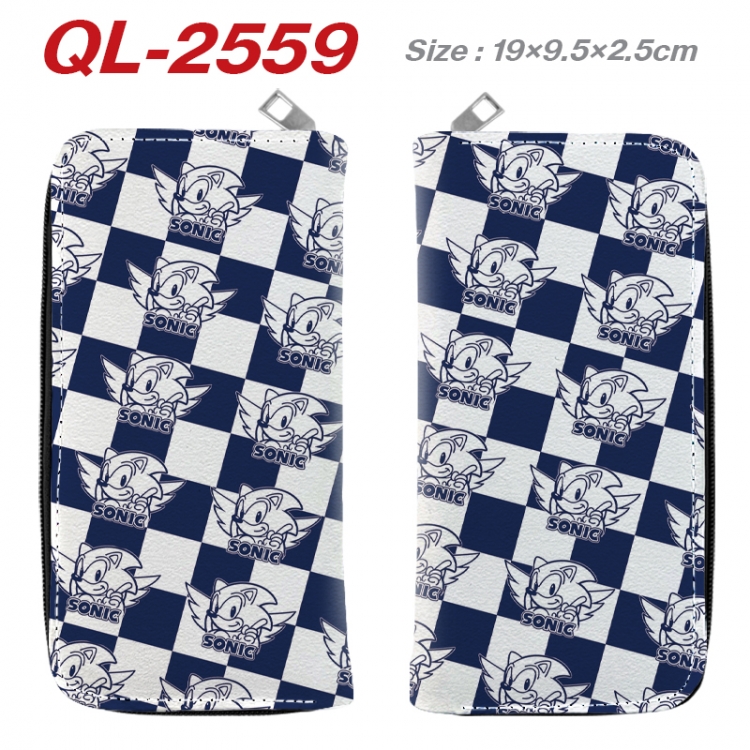 Sonic The Hedgehog Anime peripheral PU leather full-color long zippered wallet 19.5x9.5x2.5cm