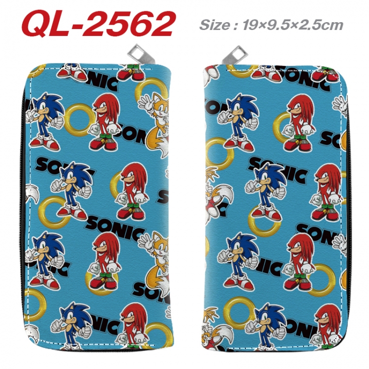 Sonic The Hedgehog Anime peripheral PU leather full-color long zippered wallet 19.5x9.5x2.5cm