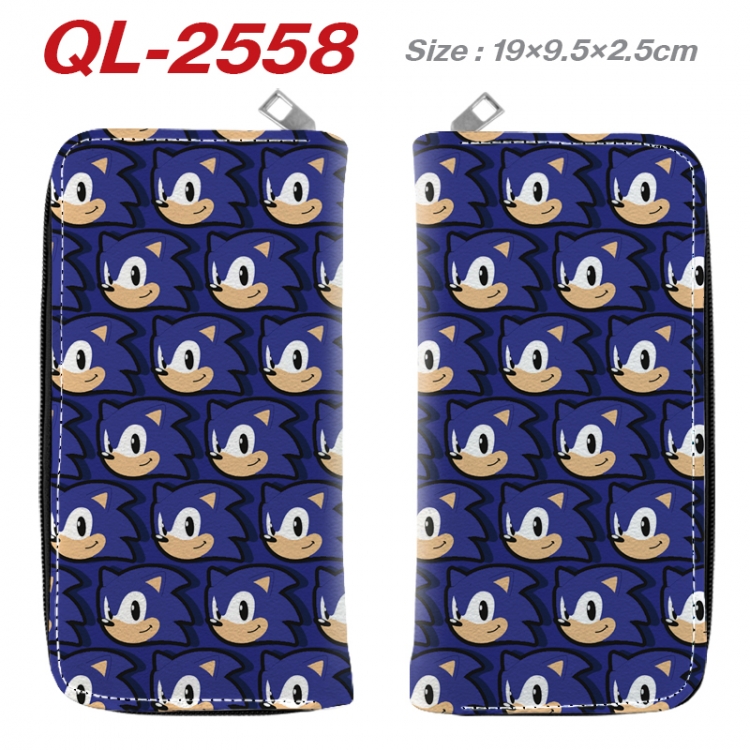 Sonic The Hedgehog Anime peripheral PU leather full-color long zippered wallet 19.5x9.5x2.5cm