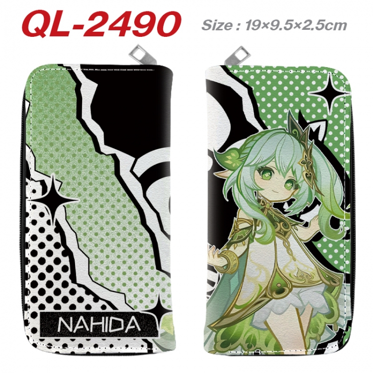 Genshin Impact Anime peripheral PU leather full-color long zippered wallet 19.5x9.5x2.5cm