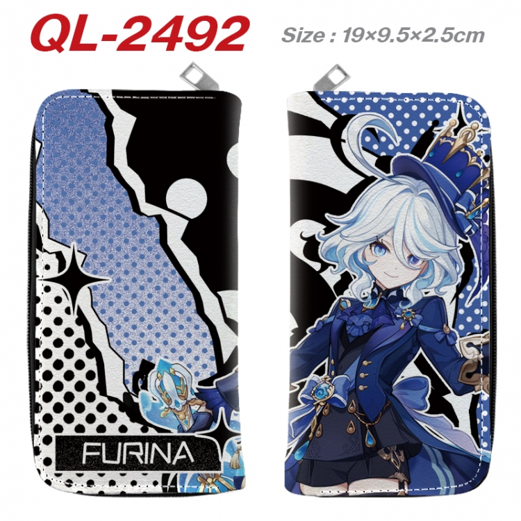 Genshin Impact Anime peripheral PU leather full-color long zippered wallet 19.5x9.5x2.5cm