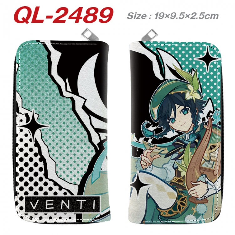 Genshin Impact Anime peripheral PU leather full-color long zippered wallet 19.5x9.5x2.5cm