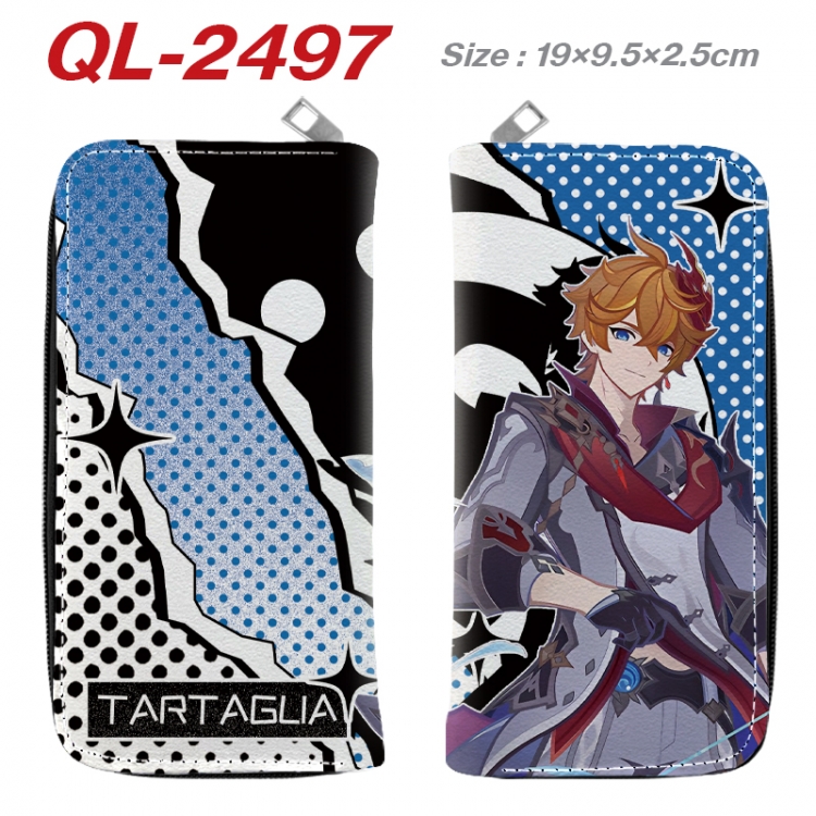 Genshin Impact Anime peripheral PU leather full-color long zippered wallet 19.5x9.5x2.5cm