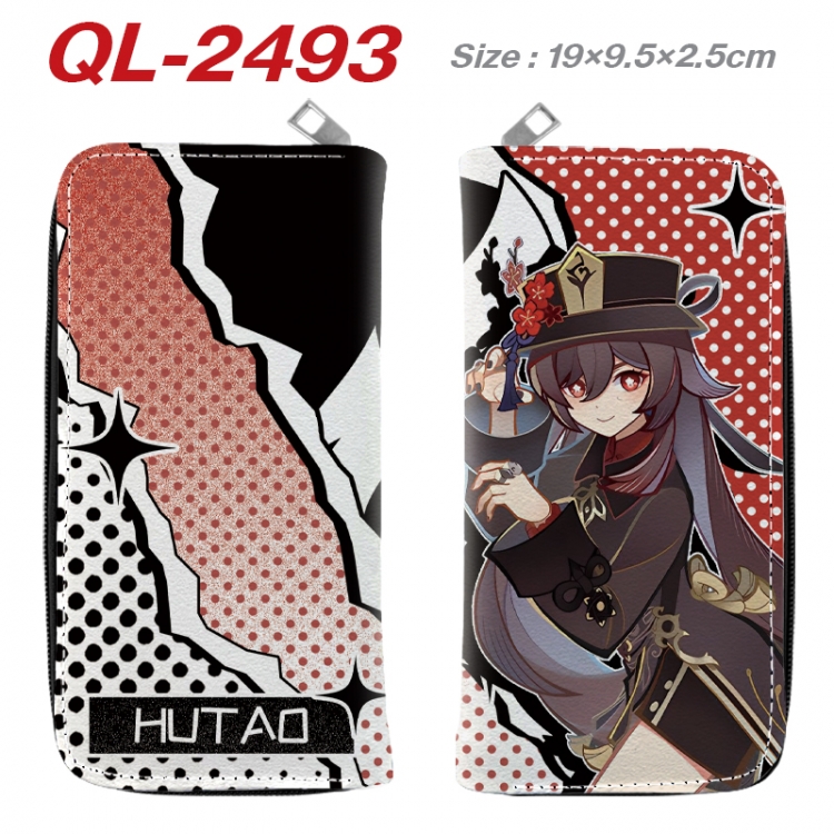 Genshin Impact Anime peripheral PU leather full-color long zippered wallet 19.5x9.5x2.5cm