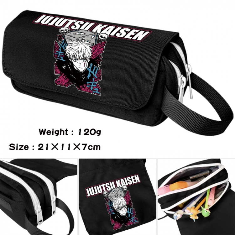 Jujutsu Kaisen Anime waterproof canvas portable double-layer pencil bag cosmetic bag 21x11x7cm