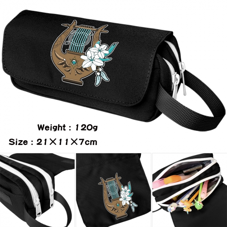 Genshin Impact Anime waterproof canvas portable double-layer pencil bag cosmetic bag 21x11x7cm