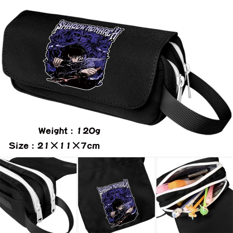 Solo Leveling:Arise Anime waterproof canvas portable double-layer pencil bag cosmetic bag 21x11x7cm