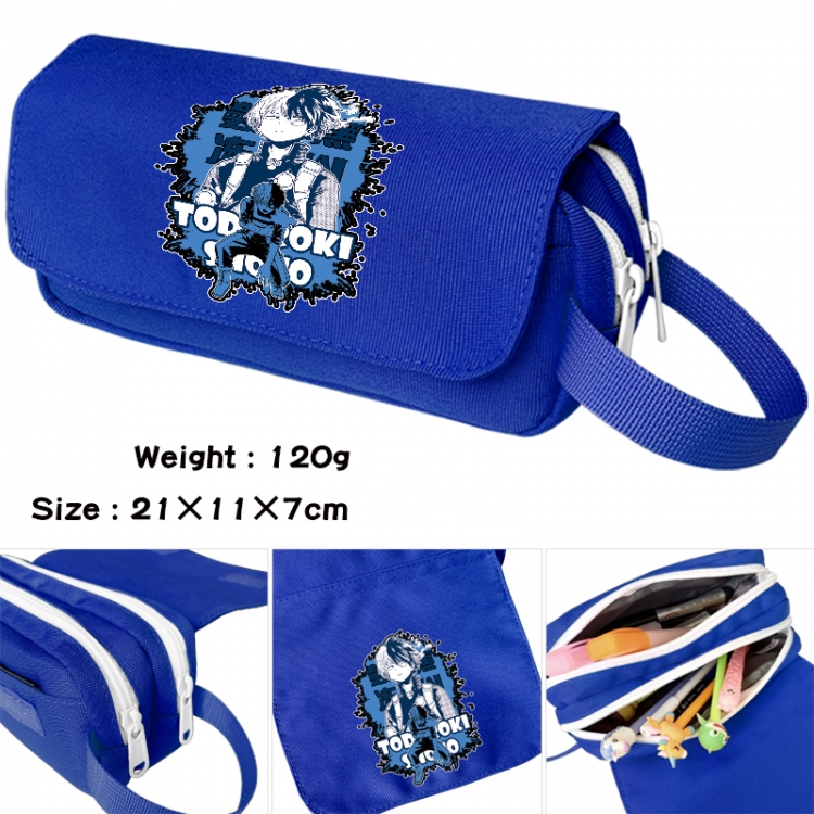  My Hero Academia Anime waterproof canvas portable double-layer pencil bag cosmetic bag 21x11x7cm