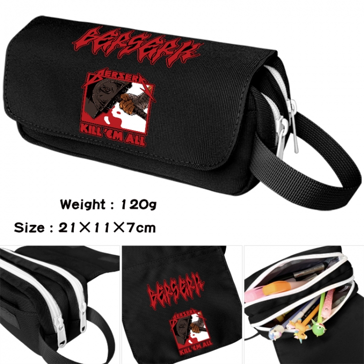 Berserk Anime waterproof canvas portable double-layer pencil bag cosmetic bag 21x11x7cm