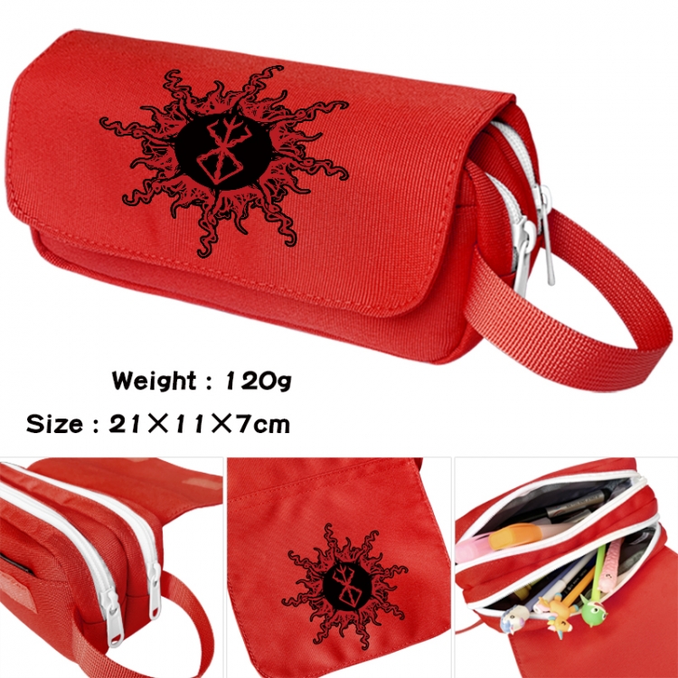 Berserk Anime waterproof canvas portable double-layer pencil bag cosmetic bag 21x11x7cm