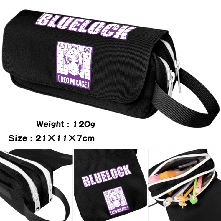 BLUE LOCK  Anime waterproof canvas portable double-layer pencil bag cosmetic bag 21x11x7cm