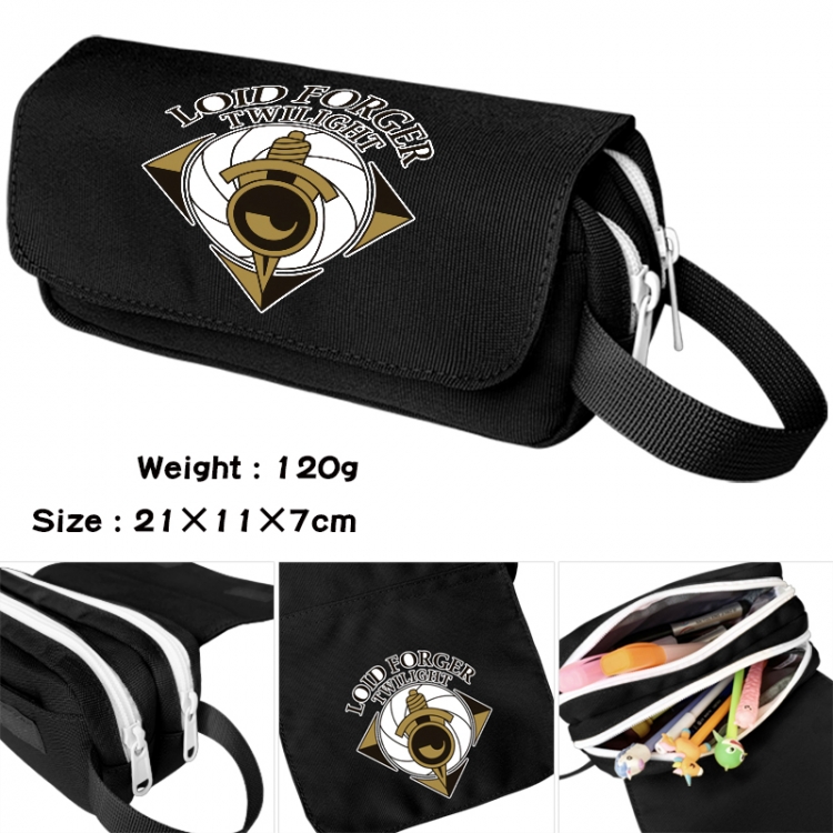 SPY×FAMILY Anime waterproof canvas portable double-layer pencil bag cosmetic bag 21x11x7cm