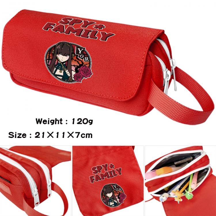 SPY×FAMILY Anime waterproof canvas portable double-layer pencil bag cosmetic bag 21x11x7cm