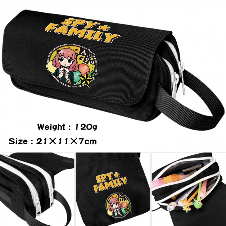 SPY×FAMILY Anime waterproof canvas portable double-layer pencil bag cosmetic bag 21x11x7cm