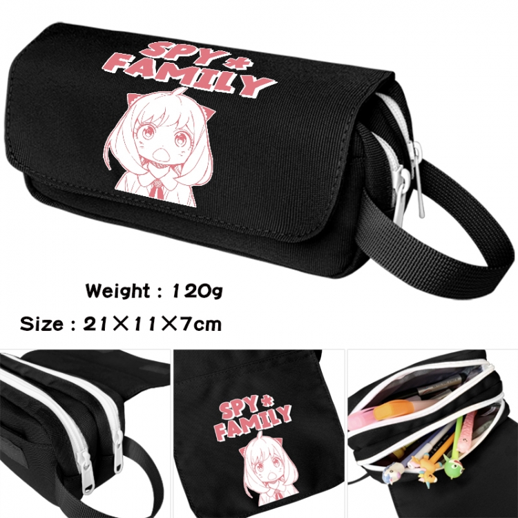 SPY×FAMILY Anime waterproof canvas portable double-layer pencil bag cosmetic bag 21x11x7cm