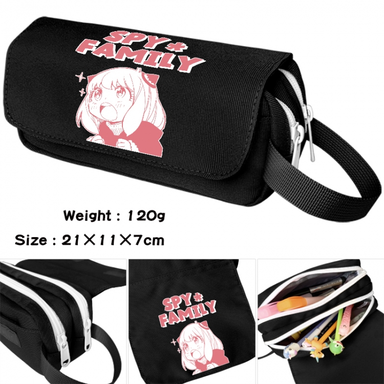 SPY×FAMILY Anime waterproof canvas portable double-layer pencil bag cosmetic bag 21x11x7cm