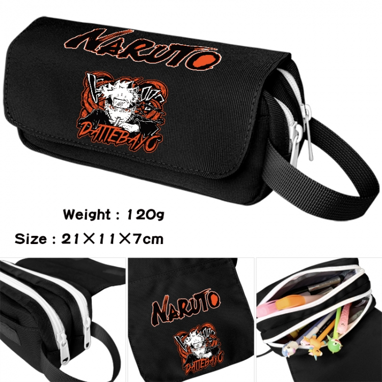  Naruto Anime waterproof canvas portable double-layer pencil bag cosmetic bag 21x11x7cm