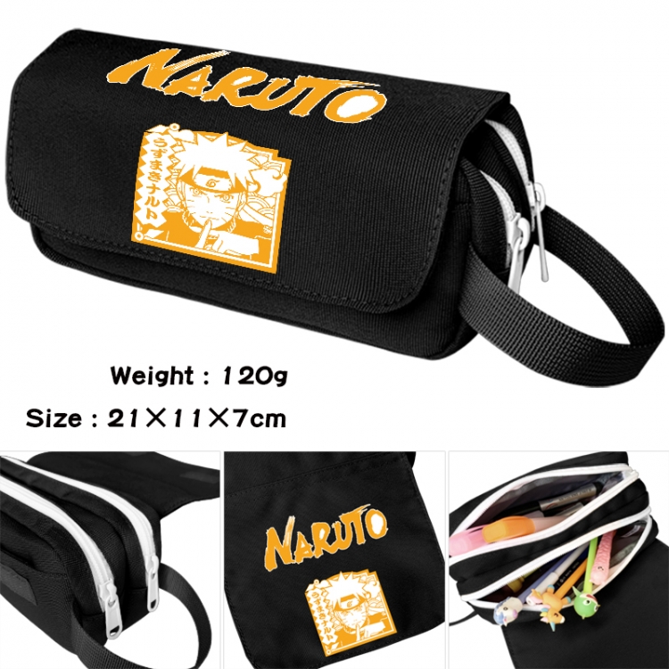  Naruto Anime waterproof canvas portable double-layer pencil bag cosmetic bag 21x11x7cm