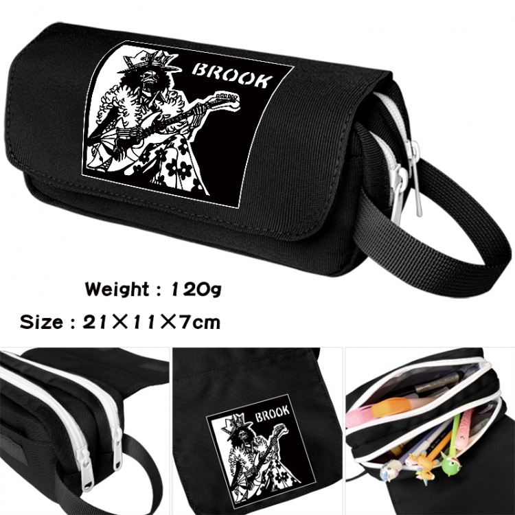 One Piece Anime waterproof canvas portable double-layer pencil bag cosmetic bag 21x11x7cm