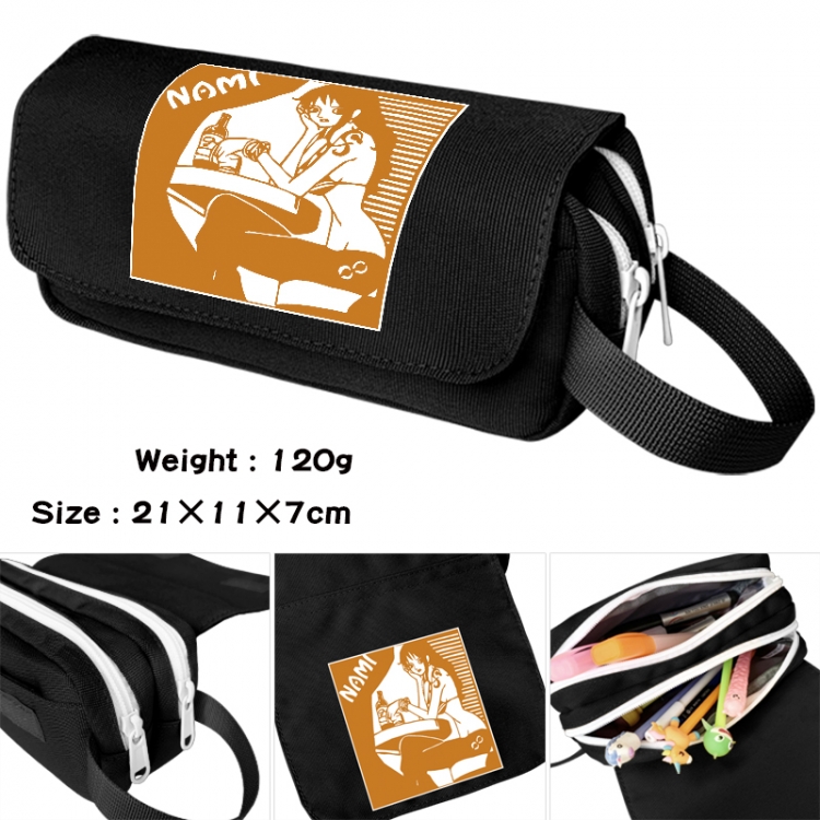 One Piece Anime waterproof canvas portable double-layer pencil bag cosmetic bag 21x11x7cm