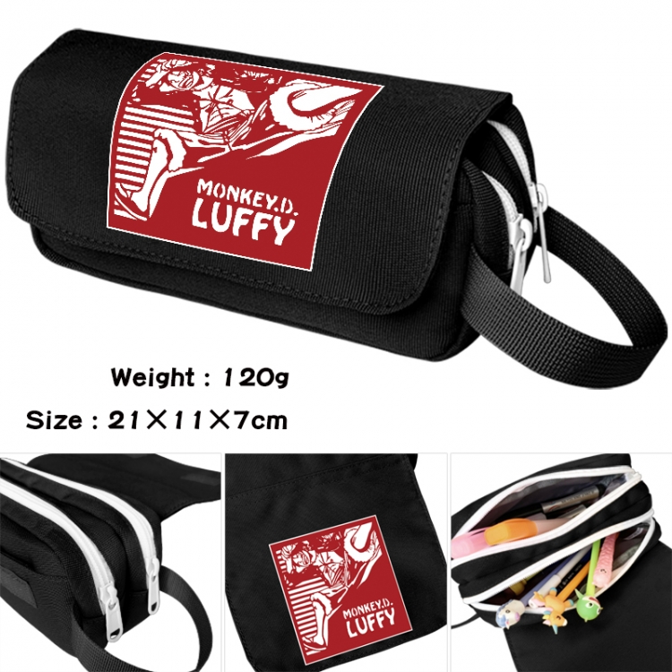 One Piece Anime waterproof canvas portable double-layer pencil bag cosmetic bag 21x11x7cm