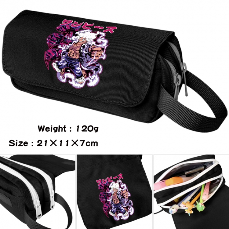 One Piece Anime waterproof canvas portable double-layer pencil bag cosmetic bag 21x11x7cm