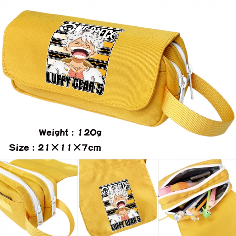 One Piece Anime waterproof canvas portable double-layer pencil bag cosmetic bag 21x11x7cm