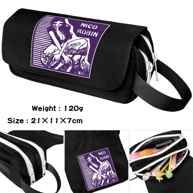 One Piece Anime waterproof canvas portable double-layer pencil bag cosmetic bag 21x11x7cm