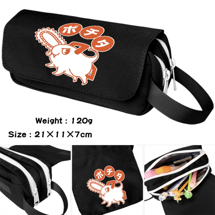 Chainsawman Anime waterproof canvas portable double-layer pencil bag cosmetic bag 21x11x7cm