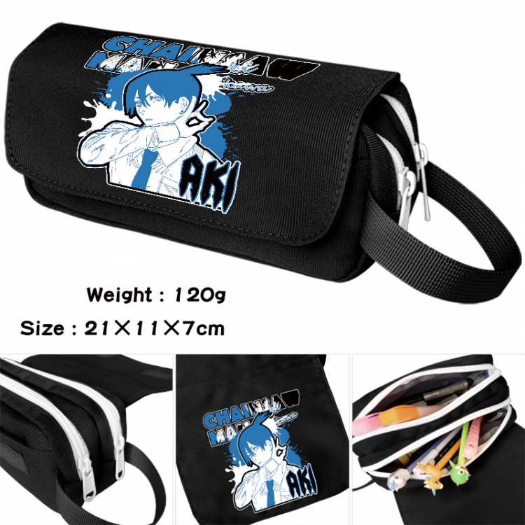 Chainsawman Anime waterproof canvas portable double-layer pencil bag cosmetic bag 21x11x7cm