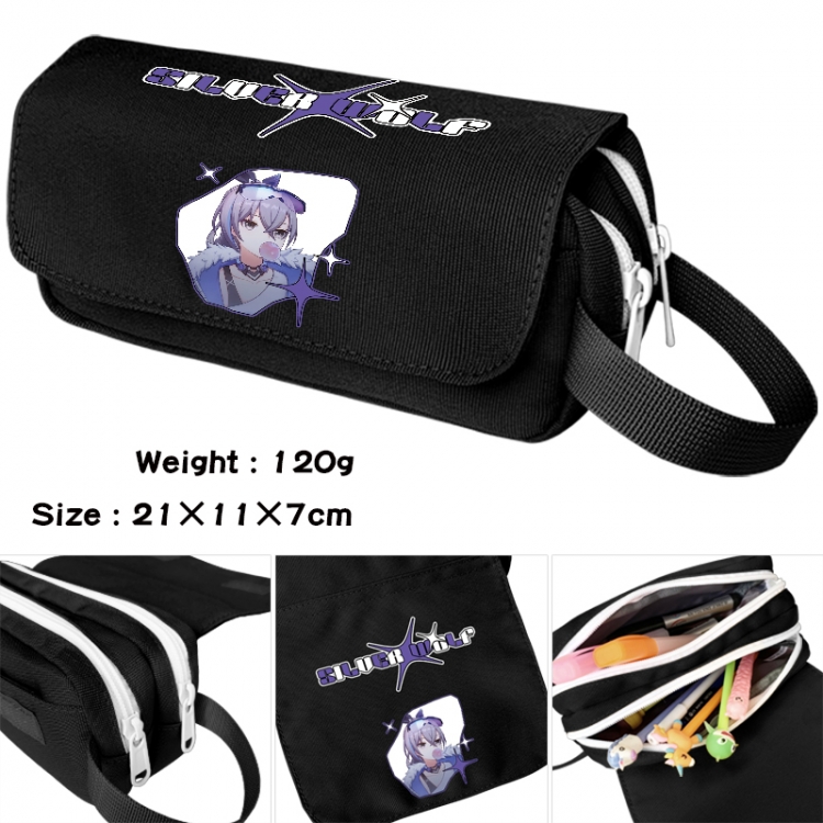 Honkai: Star Rail Anime waterproof canvas portable double-layer pencil bag cosmetic bag 21x11x7cm