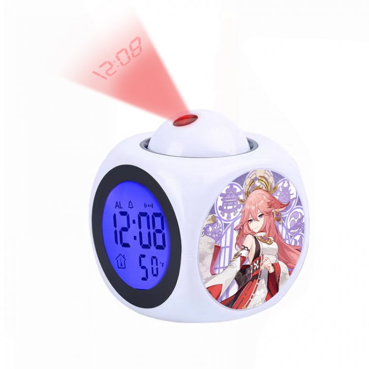 Genshin Impact Anime projection alarm clock electronic clock 8x8x10cm