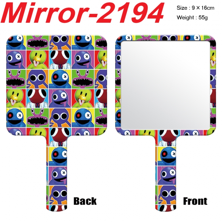 Rainbow Friend Anime peripheral UV printing handle small mirror portable makeup mirror 9x16cm