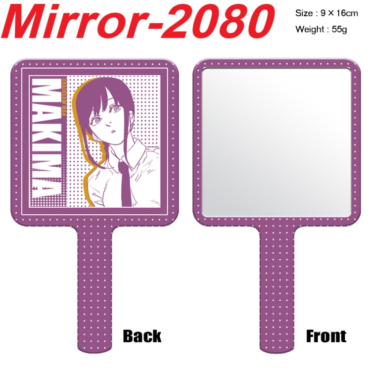 Chainsawman Anime peripheral UV printing handle small mirror portable makeup mirror 9x16cm