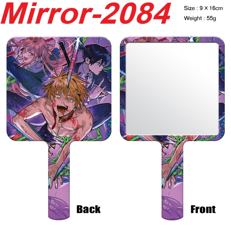 Chainsawman Anime peripheral UV printing handle small mirror portable makeup mirror 9x16cm