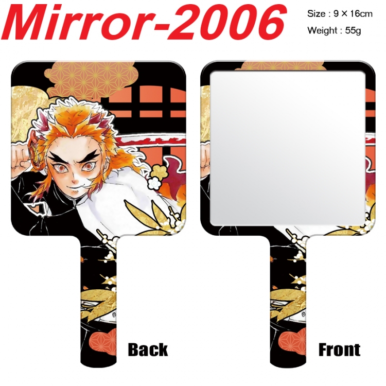Demon Slayer Kimets Anime peripheral UV printing handle small mirror portable makeup mirror 9x16cm