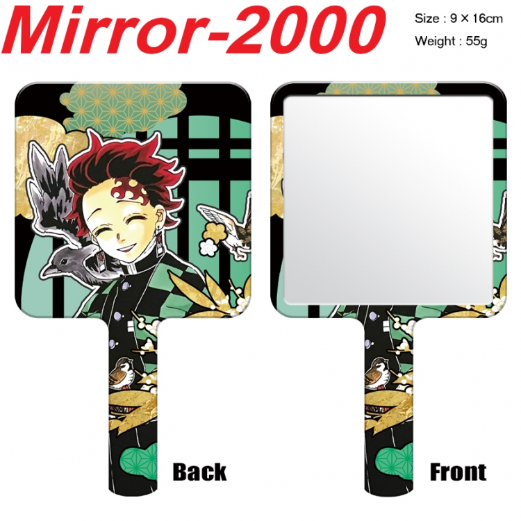 Demon Slayer Kimets Anime peripheral UV printing handle small mirror portable makeup mirror 9x16cm