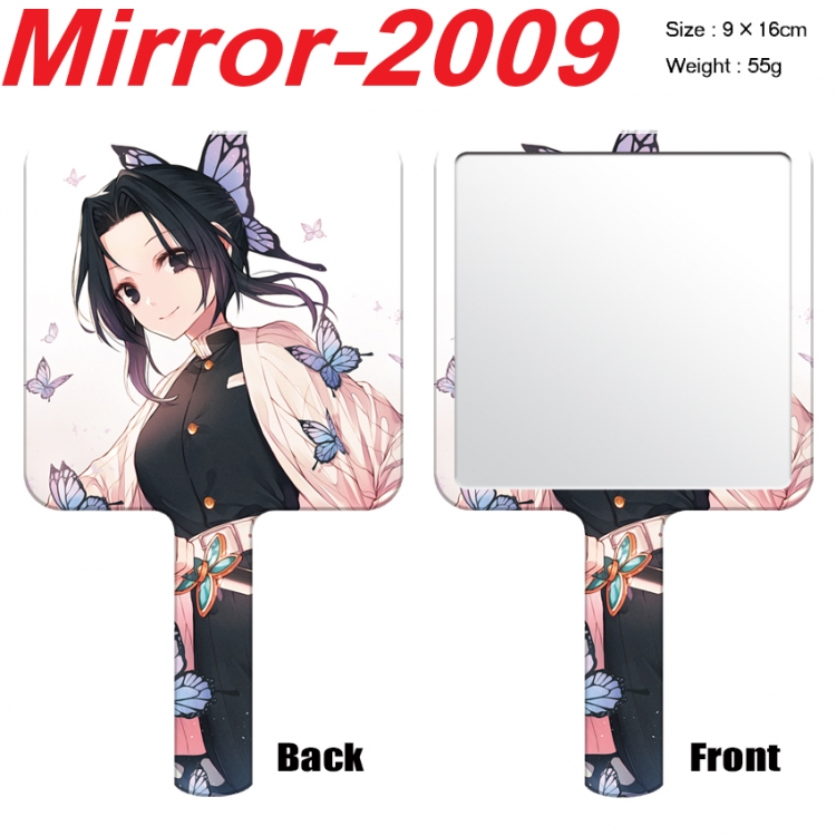 Demon Slayer Kimets Anime peripheral UV printing handle small mirror portable makeup mirror 9x16cm