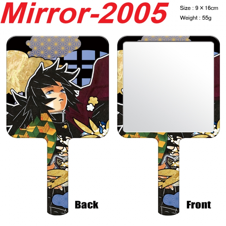 Demon Slayer Kimets Anime peripheral UV printing handle small mirror portable makeup mirror 9x16cm