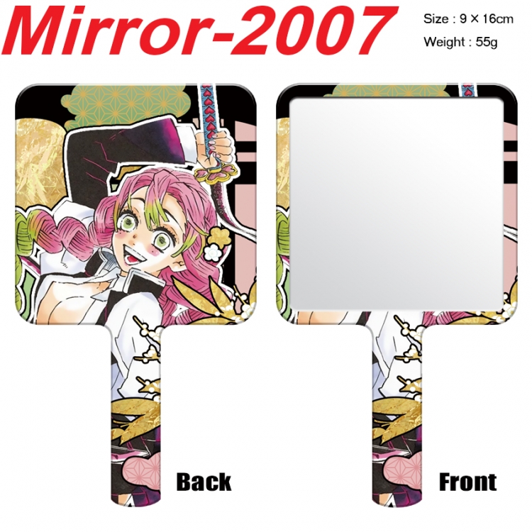 Demon Slayer Kimets Anime peripheral UV printing handle small mirror portable makeup mirror 9x16cm