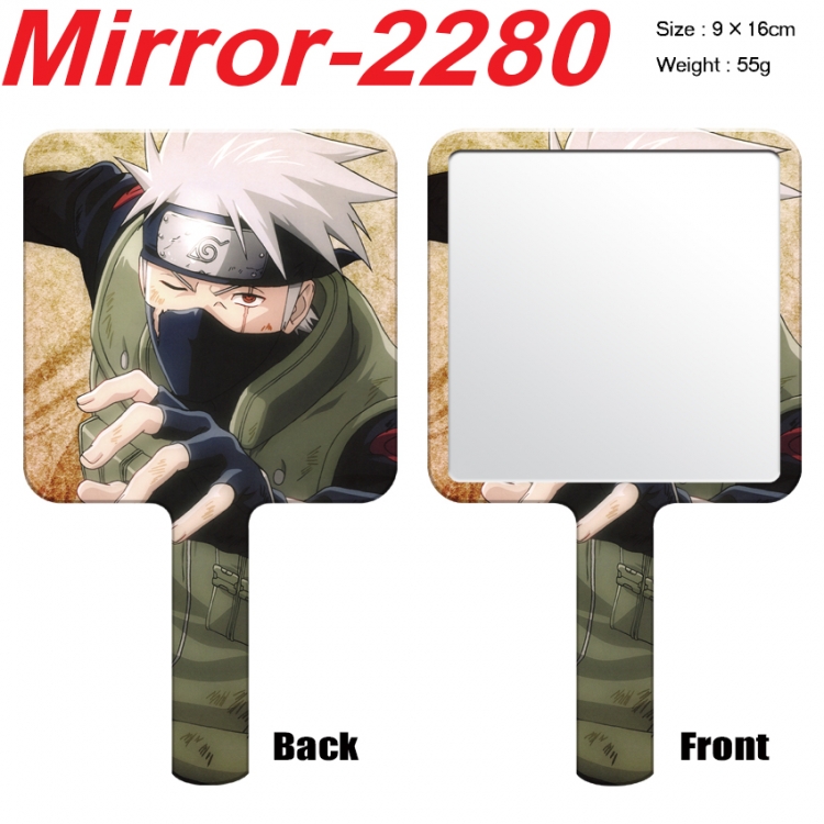 Naruto Anime peripheral UV printing handle small mirror portable makeup mirror 9x16cm