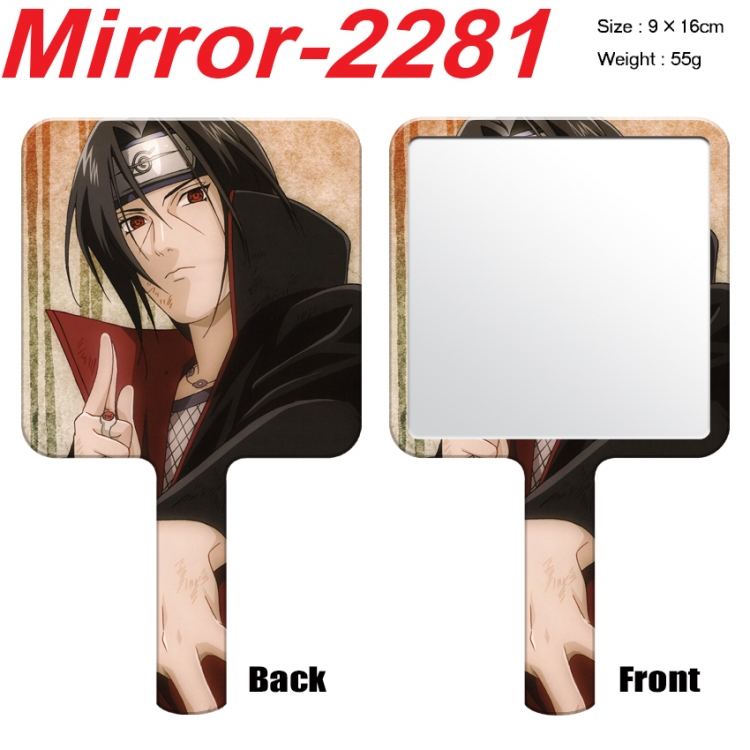 Naruto Anime peripheral UV printing handle small mirror portable makeup mirror 9x16cm