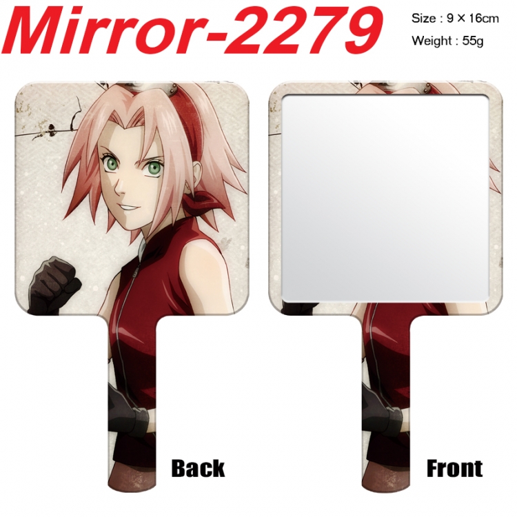 Naruto Anime peripheral UV printing handle small mirror portable makeup mirror 9x16cm